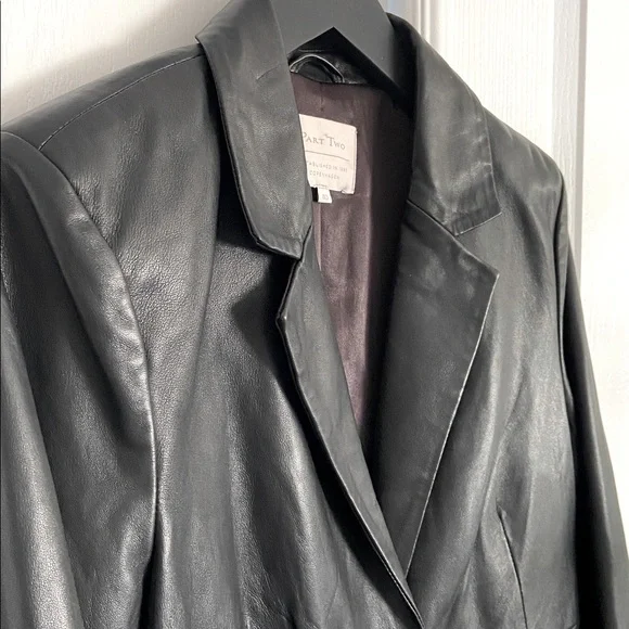 Part Two Lamb Leather Single Button Blazer - Picture 6 of 14